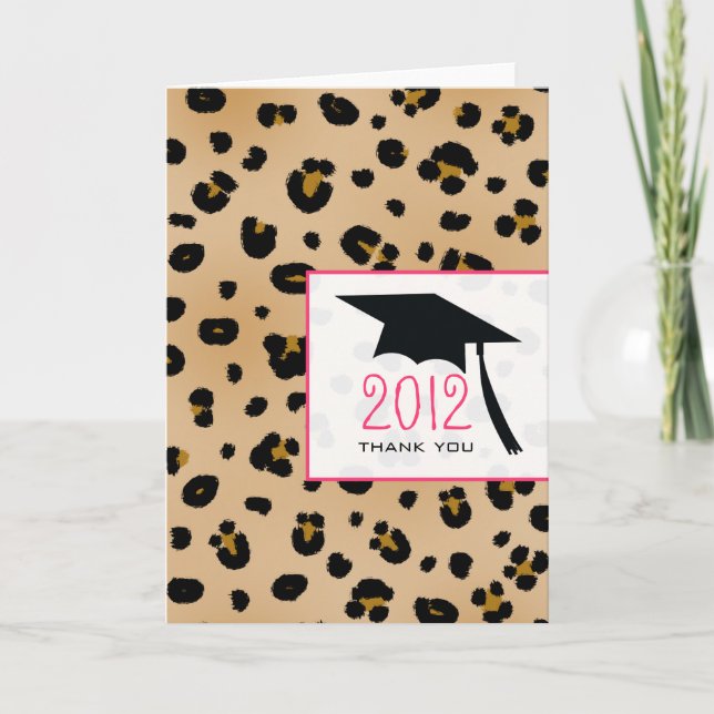 Leopard Print Graduation Thank You Card (Front)