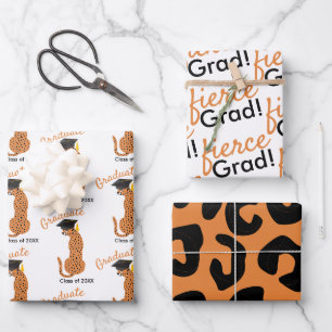 Leopard Print Graduation Wrapping Paper Sheets