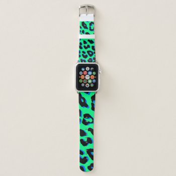 Leopard Print Green Apple Watch Band by BlakCircleGirl at Zazzle