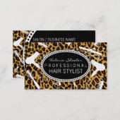 Leopard Print Hair Salon Tools Business Card (Front/Back)