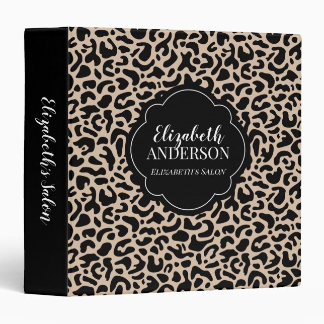 Leopard Print Hairstylist Beauty Salon Binder (Front/Spine)