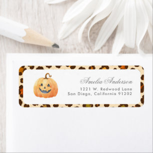 Leopard Print Halloween Baby Shower Label