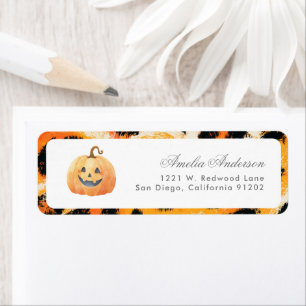 Leopard Print Halloween Baby Shower Label