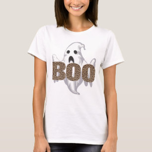 Leopard Print Halloween Ghost Boo Costume Kids Mom T-Shirt