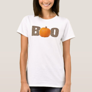 Leopard Print Halloween Pumpkin Boo Costume Kids T-Shirt