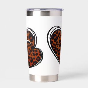 Leopard Print Hand Drawn Heart Insulated Tumbler