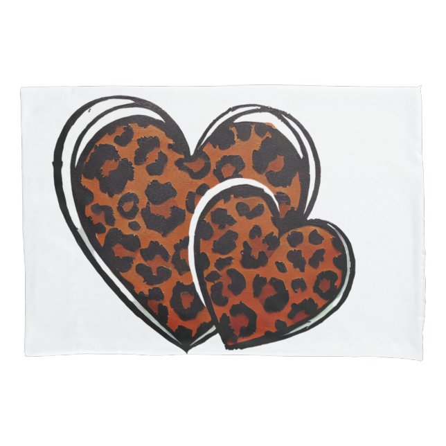 Leopard Print, Hand Drawn Heart, Leopard Heart,  Pillow Case (Front)