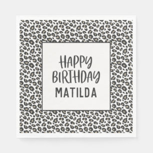 leopard print happy birthday party napkins