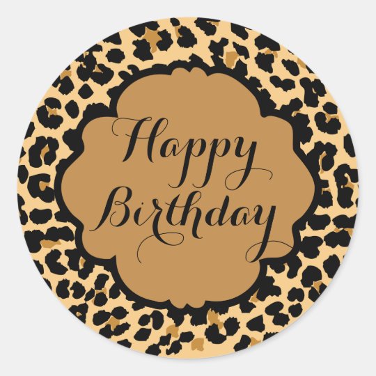 Leopard Print Happy Birthday Stickers | Zazzle.com
