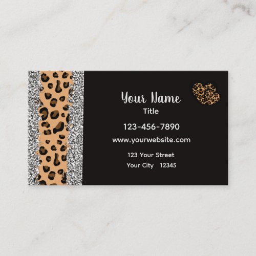 Leopard Print Heart  Business Card