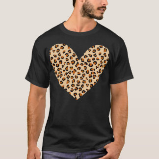 Leopard Print Heart Cheetah Pattern Valentine's D T-Shirt