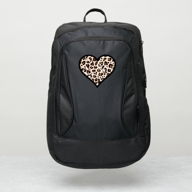 Leopard Print Heart JanSport Backpack (Front)
