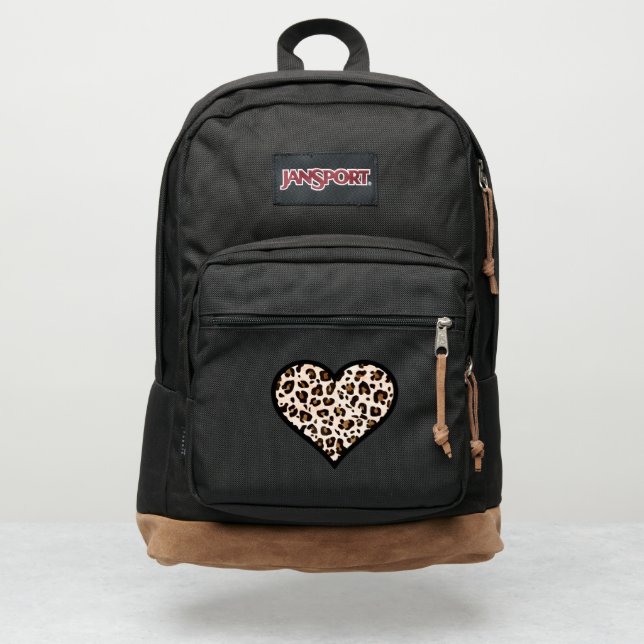 Leopard Print Heart JanSport Backpack (Front)