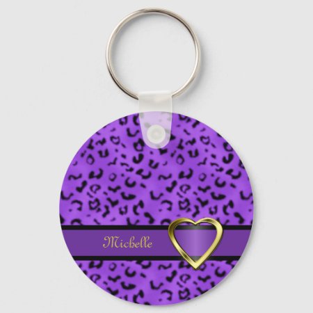Leopard Print Heart Keychain