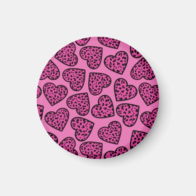 Leopard print hearts magnet (Front)