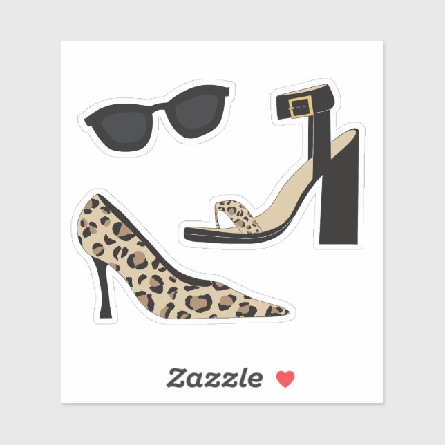 Leopard Print Heels and Sunglasses Sticker (Sheet)