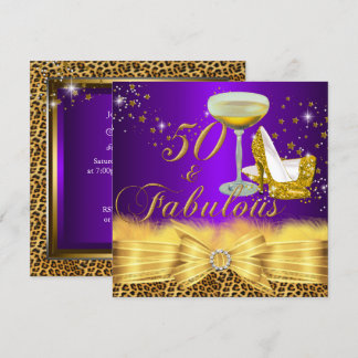 Leopard Print & Heels Purple 50 & Fabulous Invitation