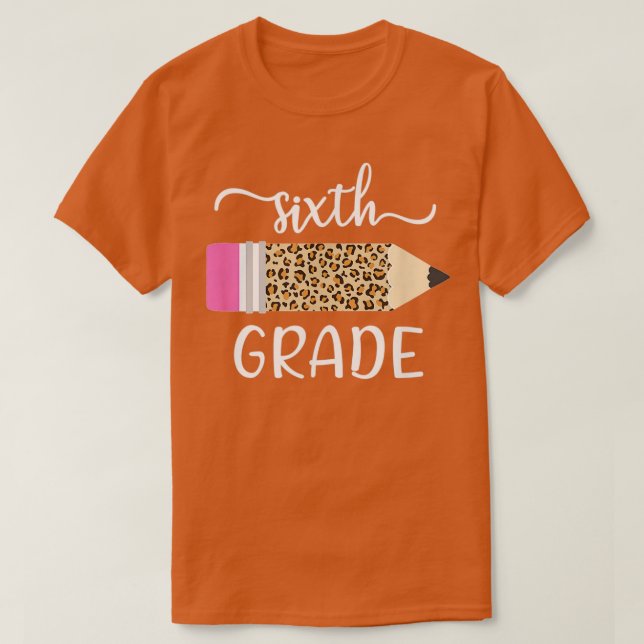 Leopard Print Hello Sixth Grade First Day of Schoo T-Shirt (Design Front)