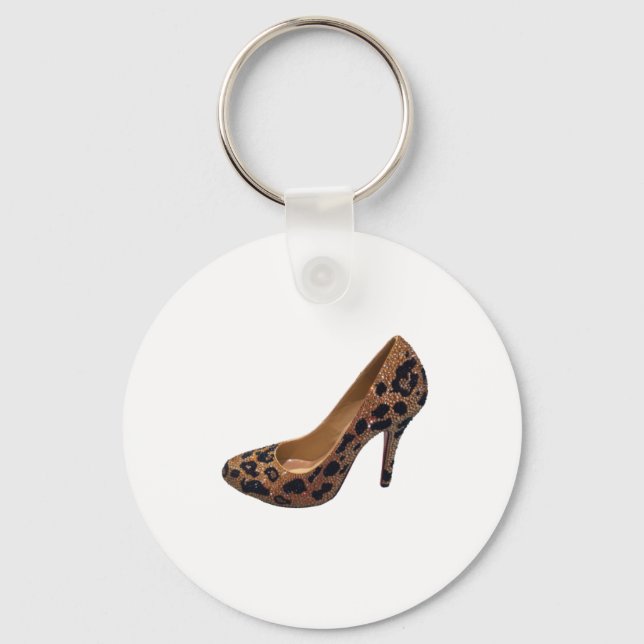 Leopard Print High Heel Shoe Pump Keychain (Front)