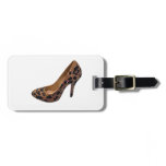 Leopard Print High Heel Shoe Pump Luggage Tag