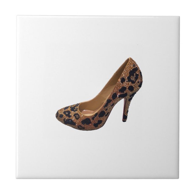 Leopard Print High Heel Shoe Pump Tile (Front)