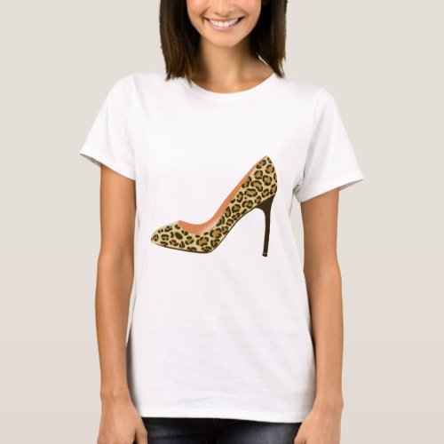 Leopard Print High Heel Shoe T_Shirt