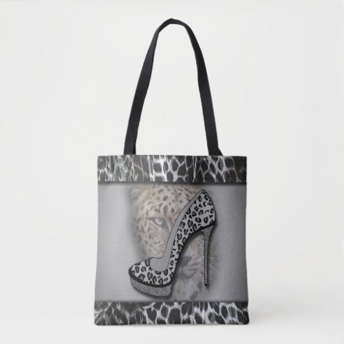 Leopard Print High Heel With Leopard Tote Bag