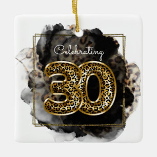 Leopard Print Hip Celebrating 30 Birthday Photo Ceramic Ornament