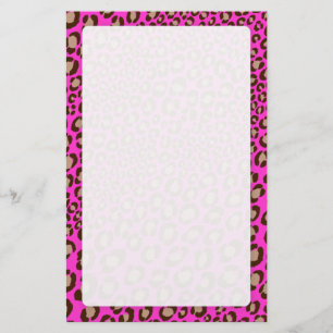 Leopard Print/hot pink/Add background color!! Stationery