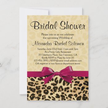 Leopard Print Hot Pink Bridal Shower Invitation by CustomInvites at Zazzle