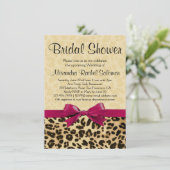 Leopard Print Hot Pink Bridal Shower Invitation (Standing Front)