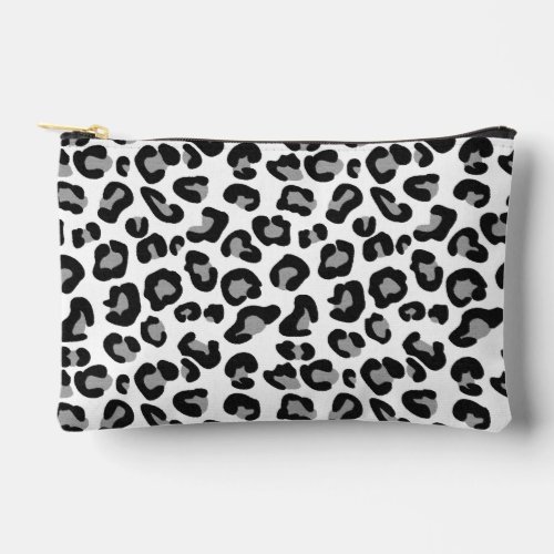 Leopard Print in Black and White with Gray Accessory Pouch