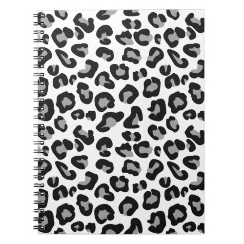Leopard Print in Black and White with Gray  Gray Notebook