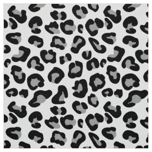 Leopard Print in Black and White with Gray / Grey Fabric | Zazzle