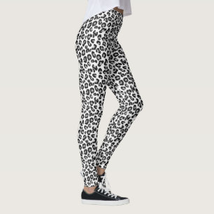 Leopard Print in Black and White with Gray / Grey Leggings