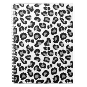 Leopard Print in Black and White with Gray / Grey Notebook