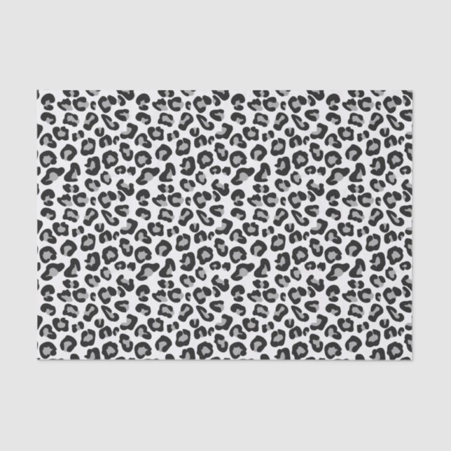 Leopard Print in Black and White with Gray / Grey Tissue Paper (Front)