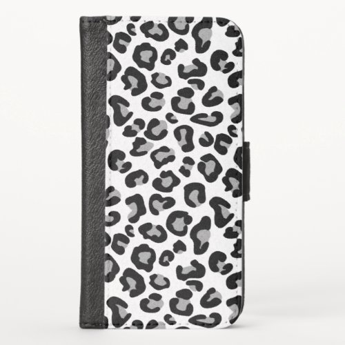 Leopard Print in Black and White with Gray iPhone X Wallet Case