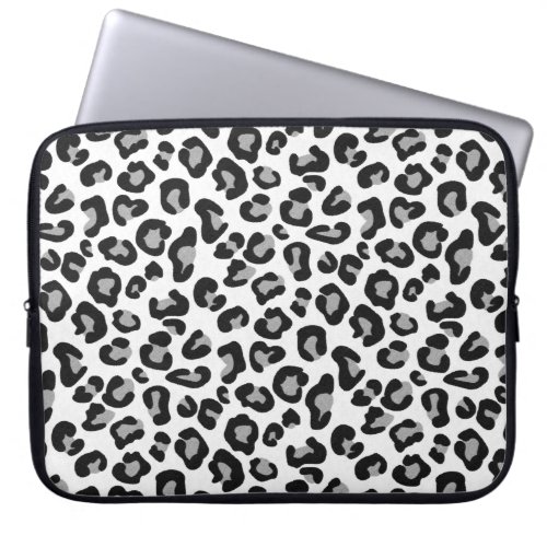Leopard Print in Black and White with Gray Laptop Sleeve
