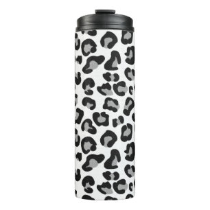 Leopard Print in Black and White with Gray Thermal Tumbler