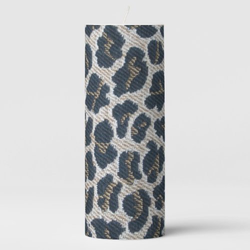 Leopard print in black brown grey colors pillar candle