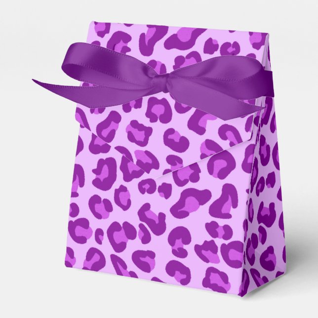 Leopard Print in Deep Purple and Lavender Favor Boxes (Front Side)