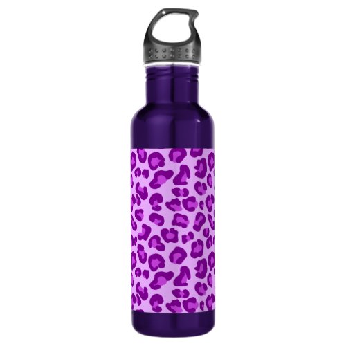 Leopard Print in Deep Purple and Lavender Stainless Steel Water Bottle