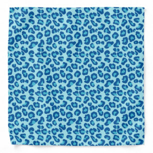Leopard Print in Light Chambray to Dark Denim Blue Bandana