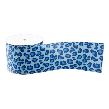 Leopard Print In Light Chambray To Dark Denim Blue Grosgrain Ribbon by Floridity at Zazzle