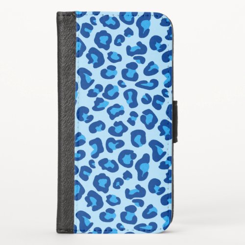 Leopard Print in Light Chambray to Dark Denim Blue iPhone X Wallet Case
