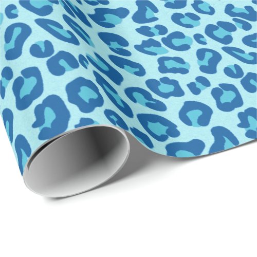 Leopard Print in Light Chambray to Dark Denim Blue Wrapping Paper