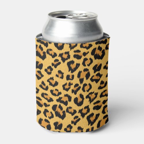 Leopard Print in Natural Brown Gold and Black Can Cooler