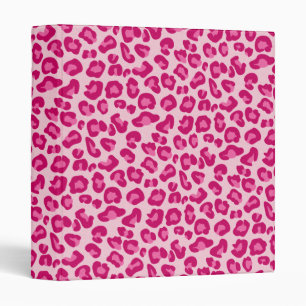 Leopard Print in Pastel Pink, Hot Pink and Fuchsia 3 Ring Binder