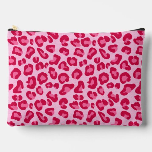 Leopard Print in Pastel Pink Hot Pink and Fuchsia Accessory Pouch